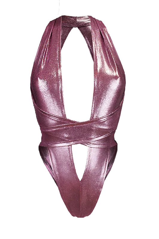 Convertible Straps Bodysuits for Multiple Styling OptionsCRISS CROSS Hologram Bondage Bodysuit / RAVE Bodysuit / WINE