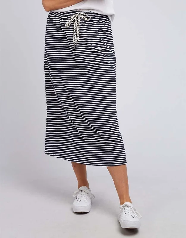 Plus size one - shoulder formal dress for a unique lookTravel Skirt - Navy/White Stripe