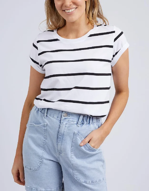 Plus size A - line cocktail dress with a flattering silhouetteManly Stripe Tee - White/Black Stripe