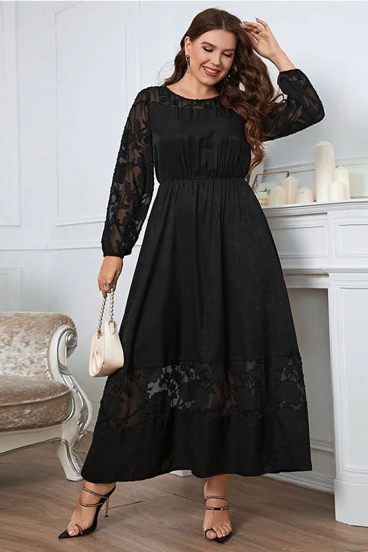 Plus size one - shoulder formal dress for a unique lookA-Line Ankle Length Lace Dress 683689364893