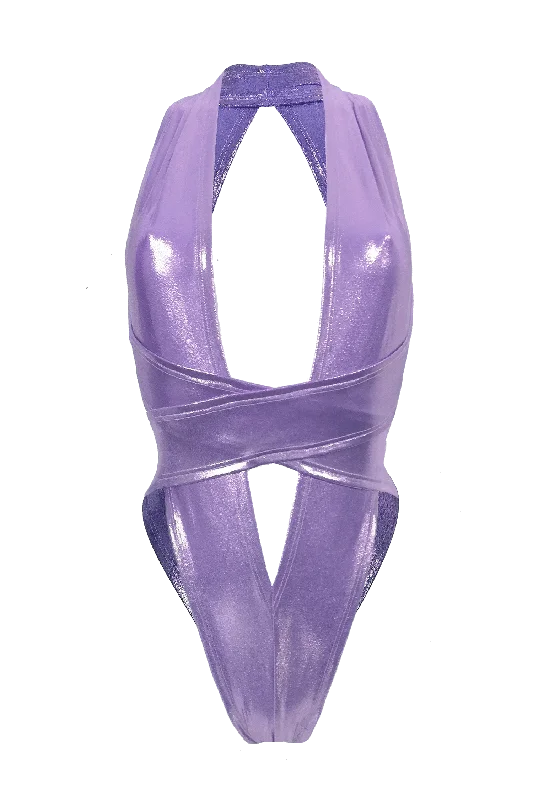 Sheer Bodysuits for a Seductive and Alluring OutfitCRISS CROSS Hologram Bondage Bodysuit / RAVE Bodysuit / LILAC