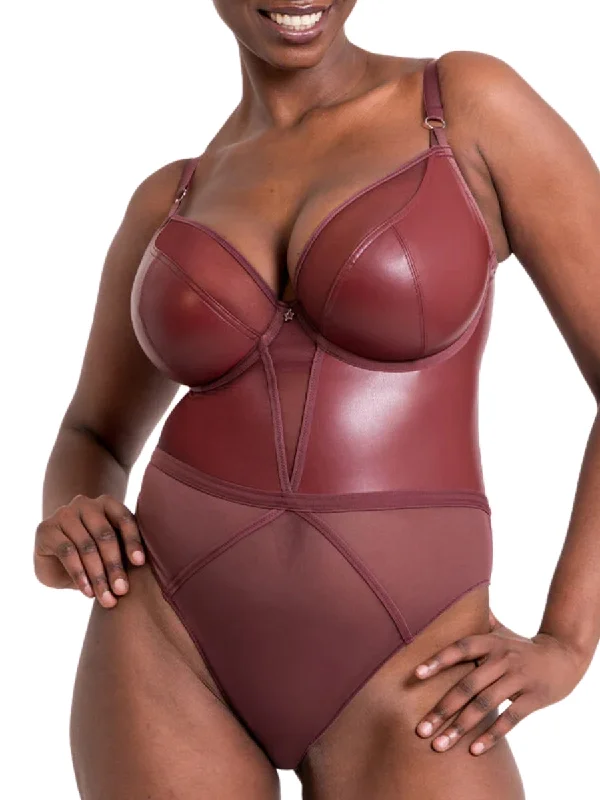 High - Neck Bodysuits for a Modest and Sophisticated LookLucky Star Bodysuit - Oxblood