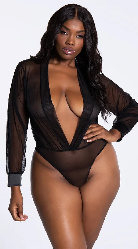 Plus - Size Bodysuits with a Comfortable and Flattering FitPlus Size Sheer Entertainment Bodysuit