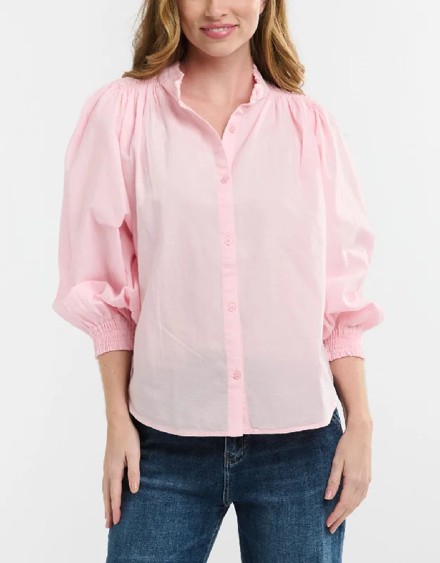 Plus size empire - waist maternity - friendly dressClara Shirt - Soft Pink