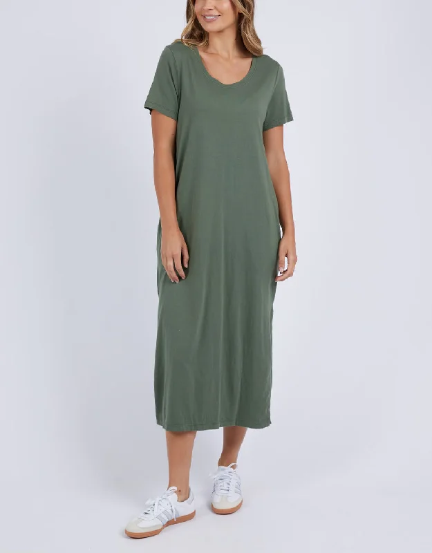 Plus size A - line cocktail dress with a flattering silhouetteRhythm Dress - Khaki