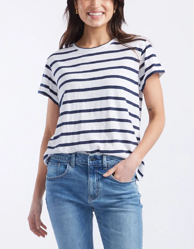 Plus size one - shoulder formal dress for a unique lookTurn Back T-Shirt - White/Navy Stripe