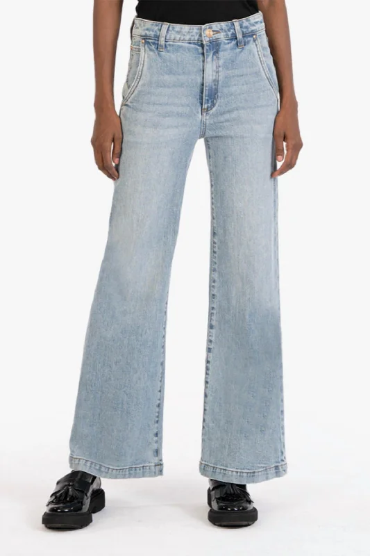 Meg High Rise Trouser Wide Leg Jean In World Wash