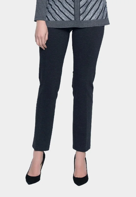 Pull-On Straight Leg Pant In Heather Charcoal