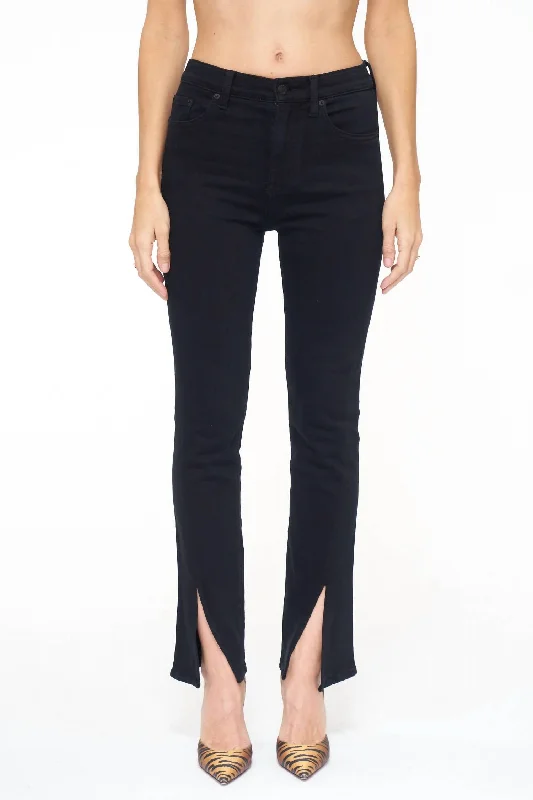 Teagan High Rise Vented Straight Jean In Black