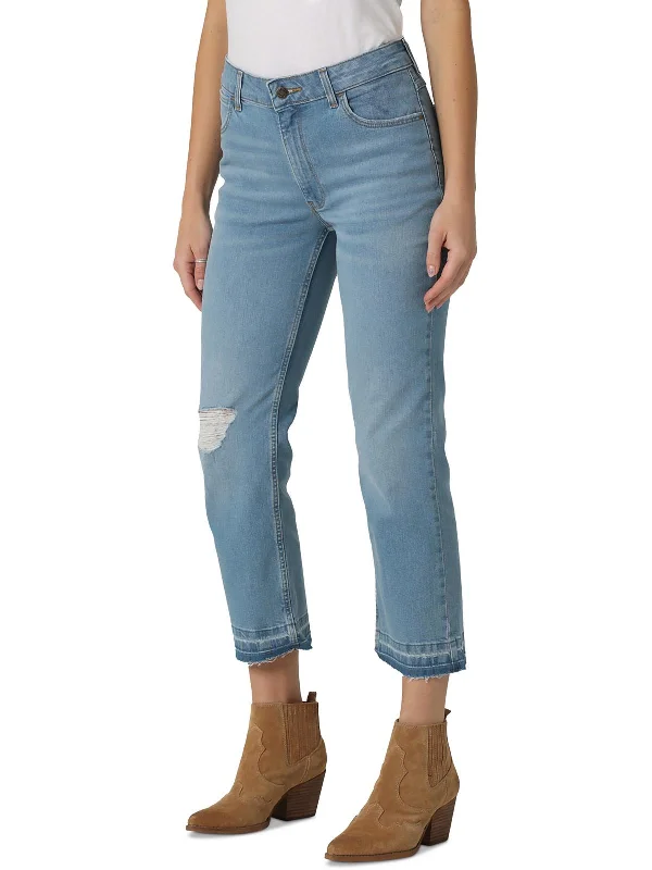 Womens High Rise Light Wash Straight Leg Jeans