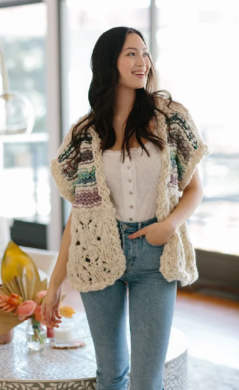 Striped Women Sweater with a Timeless PatternBeachy Cardi Pattern