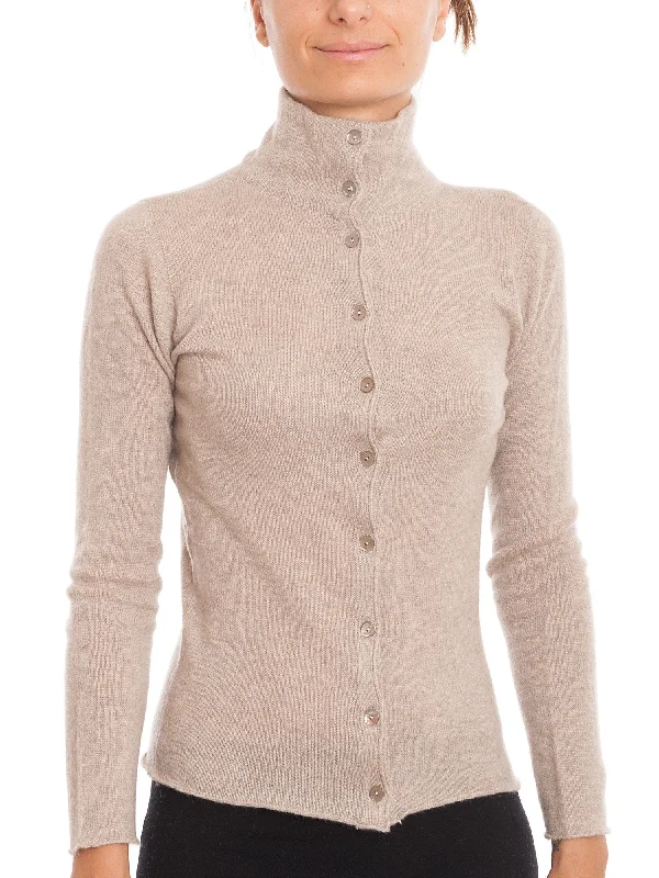 Hand - Knitted Women Sweater with Artisanal CharmBomber Jacket With Buttons 100 Cashmere