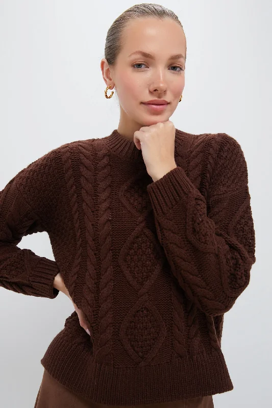 Color - Blocked Women Sweater for a Bold Fashion StatementChocolate Cable Knit Verbier Sweater