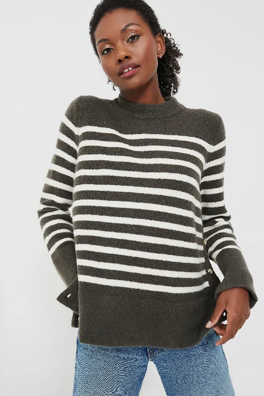 Oversized Women Sweater for a Cozy and Fashionable LookEvergreen and Ivory Stripe Bonnie Sweater