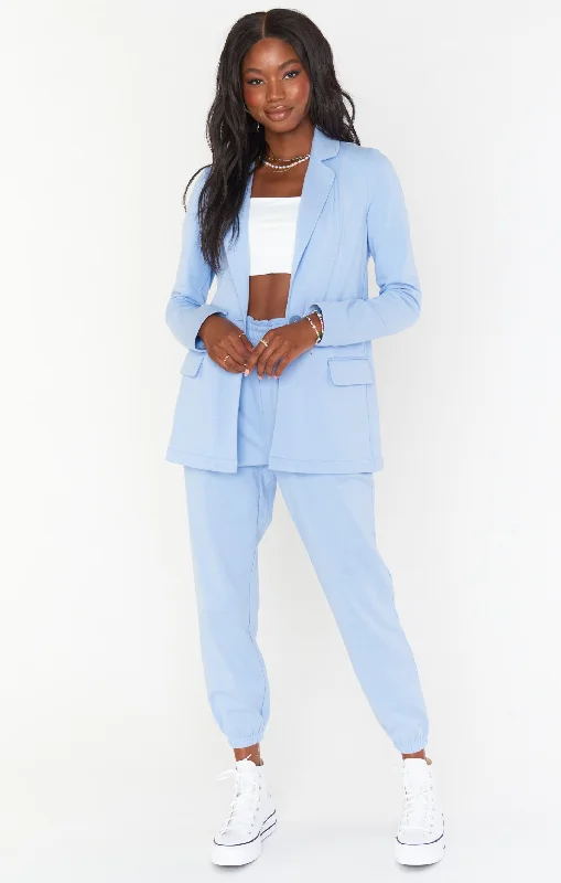 Cropped Women Sweater to Pair with High - Waisted BottomsLazy Chic Blazer ~ Periwinkle Knit