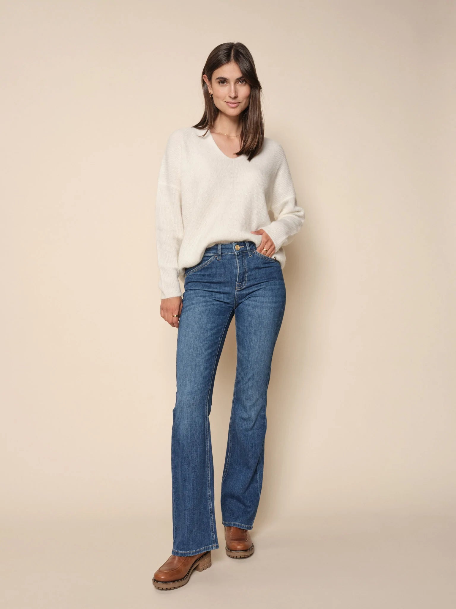 Striped Women Sweater with a Timeless PatternMos Mosh Alli Ease Flare Jeans - Blue