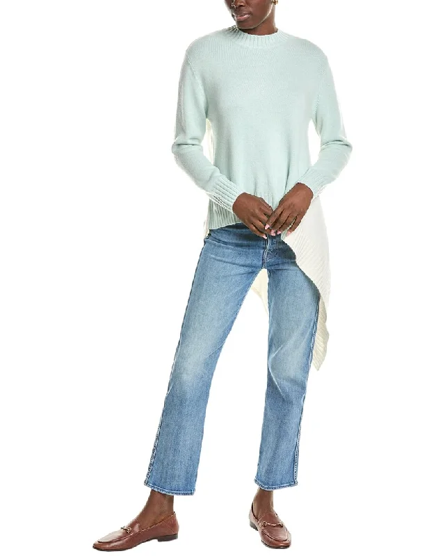 Cropped Women Sweater to Pair with High - Waisted BottomsNAADAM Asymmetrical Colorblocked Crewneck Wool & Cashmere-Blend Sweater