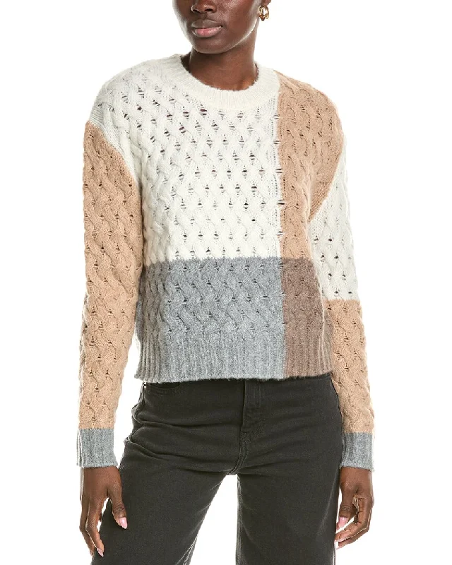 Color - Blocked Women Sweater for a Bold Fashion StatementNAADAM Colorblocked Lattice Stitch Wool & Cashmere-Blend Sweater