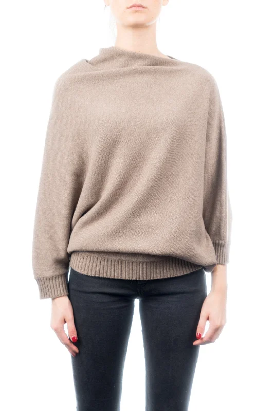 Hand - Knitted Women Sweater with Artisanal CharmPoncho Jersey Cashmere Blended