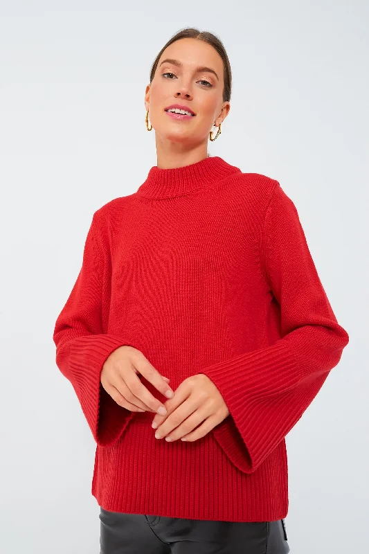 Turtleneck Women Sweater for a Classic and Elegant StyleRed Crewneck Spencer Sweater