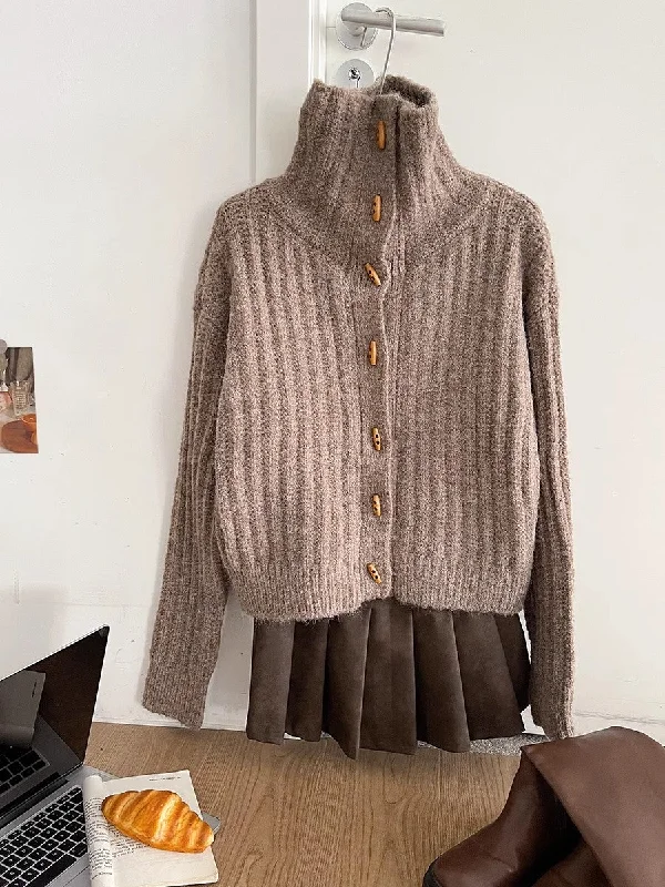 Button - Down Women Sweater for a Versatile Looksoft sweater short knitted jacket     S4765