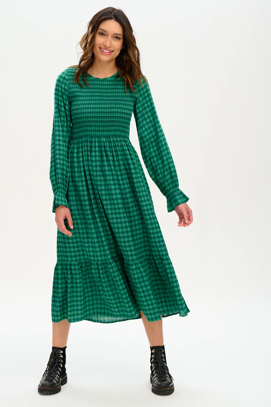 V - Neck Women Sweater to Elongate the NecklineSugarhill Green Gingham Dress