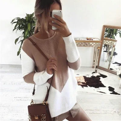 Striped Women Sweater with a Timeless PatternSweater Women's New Long Sleeve Knitted Base Shirt Women