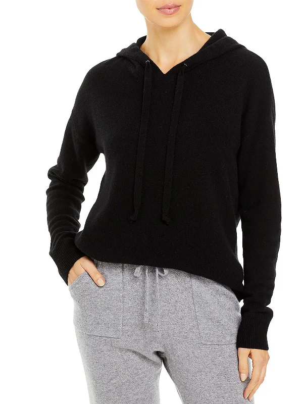 Cropped Women Sweater to Pair with High - Waisted BottomsWomens Cashmere Long Sleeves Hooded Sweater