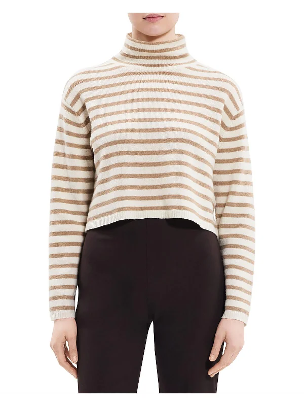 V - Neck Women Sweater to Elongate the NecklineWomens Wool Blend Striped Mock Turtleneck Sweater