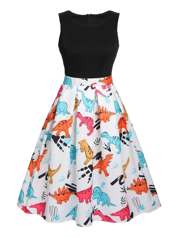 Mini Women Dress with a Short Hem for a Young and Trendy Style1950s Dinosaur Flare Dress