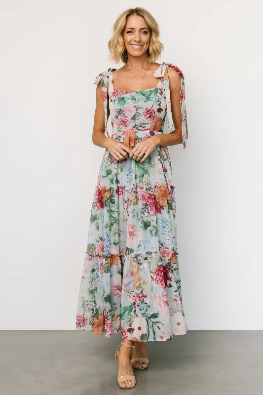 Sheath Women Dress with a Tailored Fit for a Professional LookAnita Maxi Dress | Light Blue Multi Floral