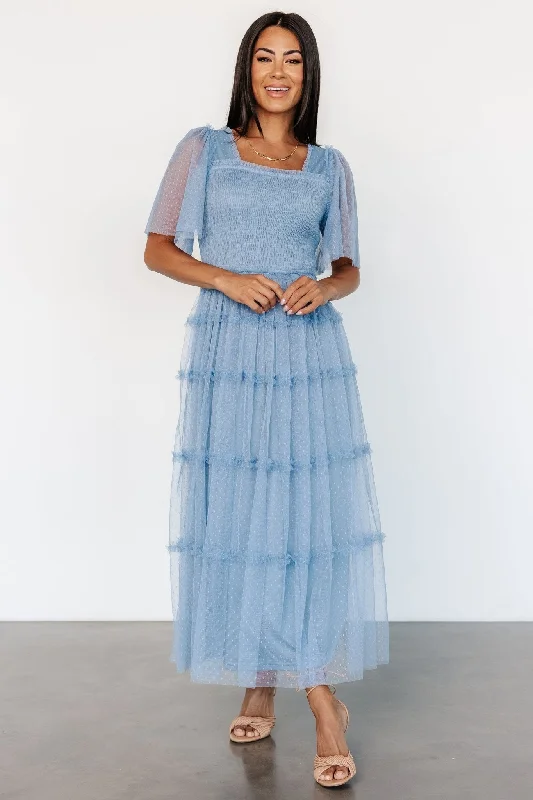 Pleated Women Dress with a Timeless and Elegant TextureBexley Tulle Dress | Dusty Blue