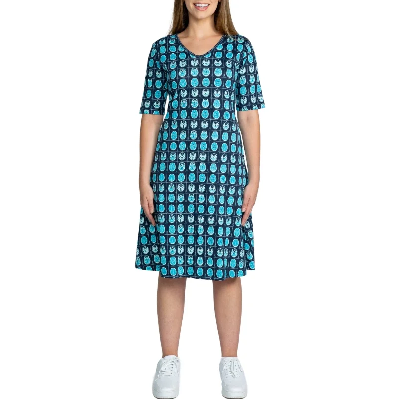 Plus Size Women Dress with a Flattering A - Line Cut for Comfort and StyleBrain Scans A-Line Dress (No Waist Seam)