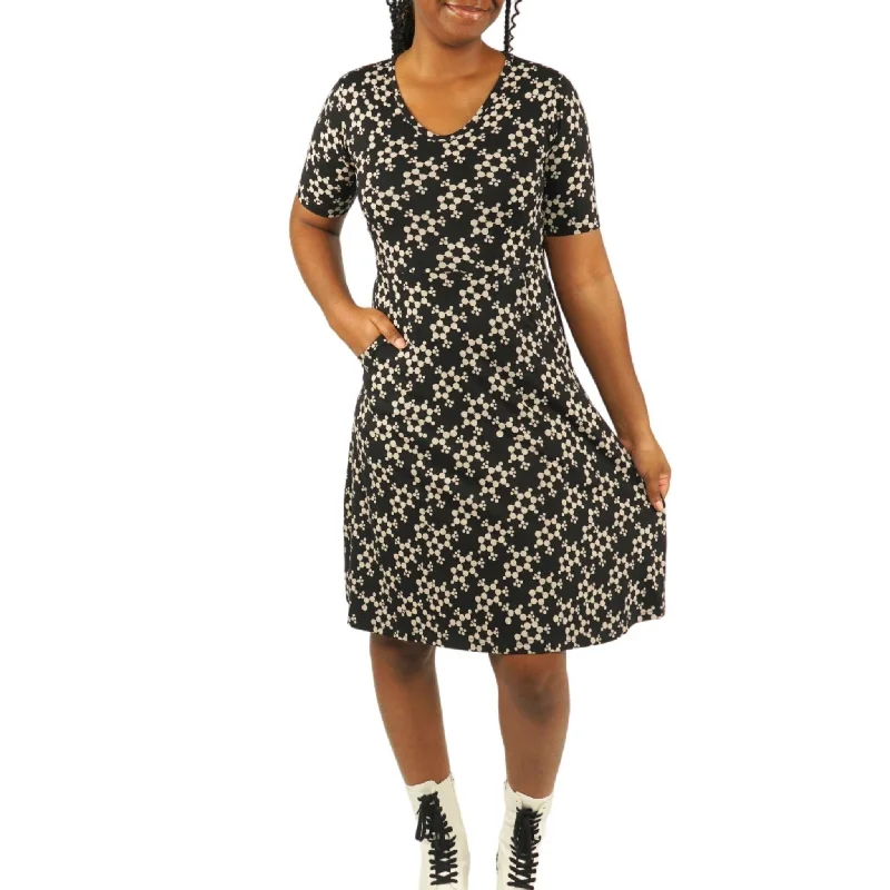 Little Black Women Dress with Sequins for a Glamorous Night OutCaffeine Molecules A-Line Dress (With Waist Seam) [FINAL SALE]