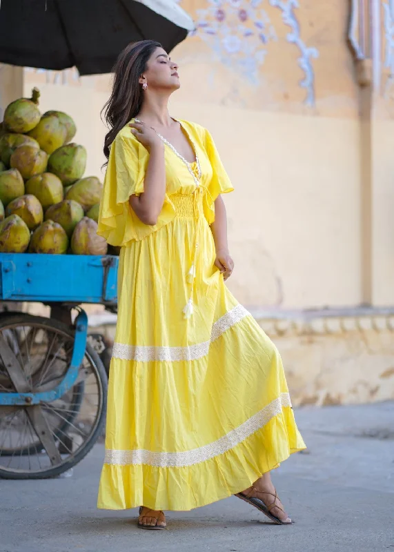 Plus Size Women Dress with a Flattering A - Line Cut for Comfort and StyleValeria Dress Yellow