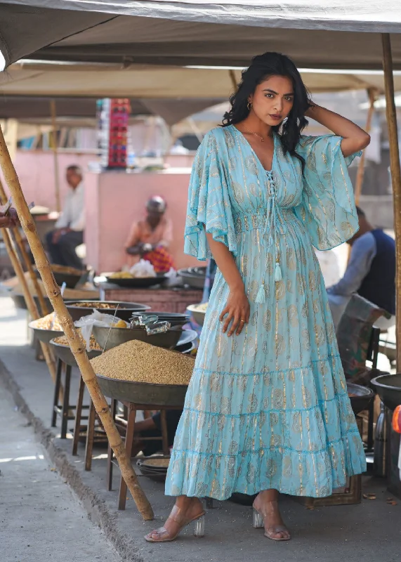 Ruffled Women Dress with Multiple Layers for a Playful and Girly StyleClare Dress Turquoise