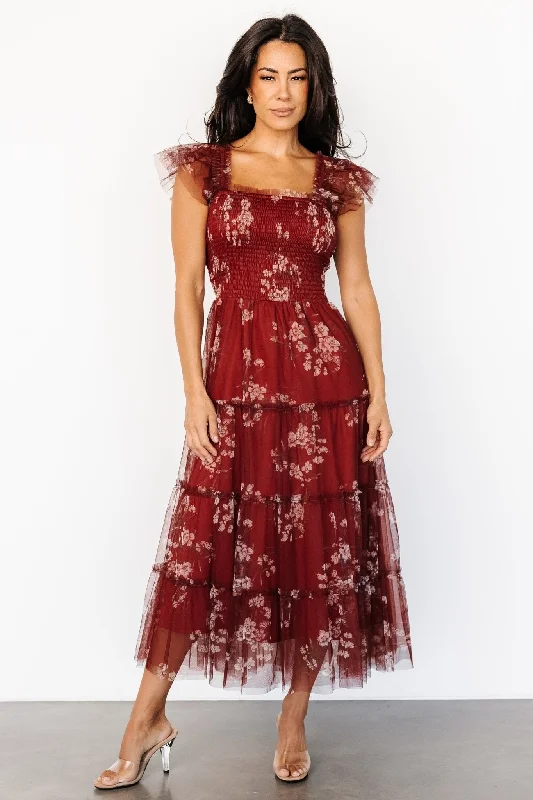 Ball Gown Women Dress with a Full Skirt for a Princess - like LookClementine Tulle Midi Dress | Rust Floral