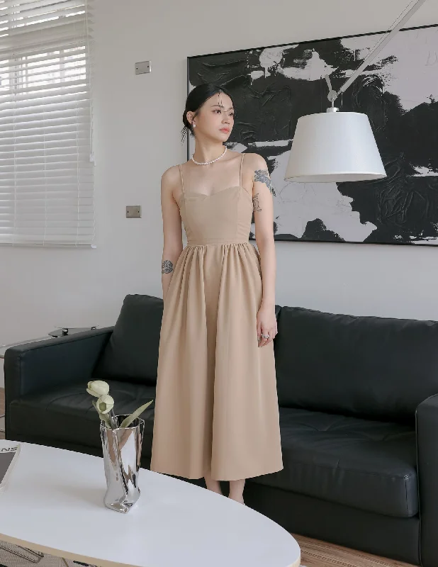 Ball Gown Women Dress with a Full Skirt for a Princess - like LookDavina Dress in Camel