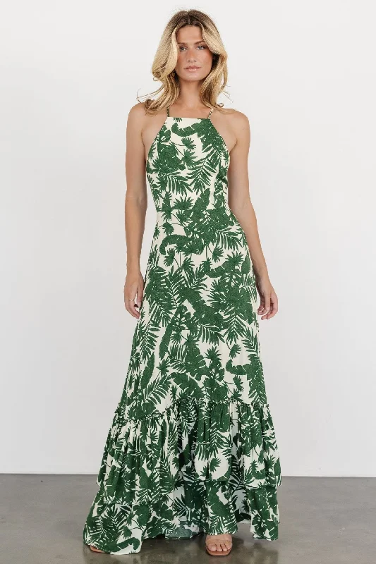 Printed Abstract Women Dress for a Modern and Artistic AppealIndio Maxi Dress | Green Print