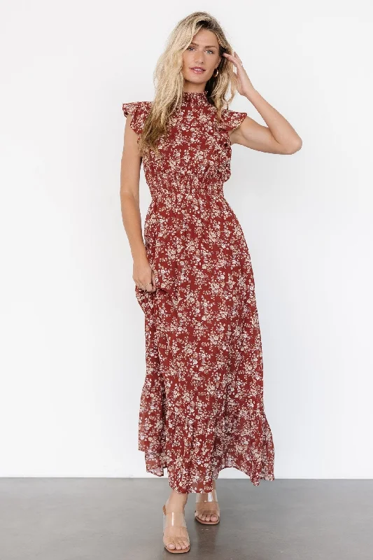 Lace - Embellished Women Dress for an Elegant and Sophisticated AppearanceKearny Ruffle Maxi Dress | Rust Print