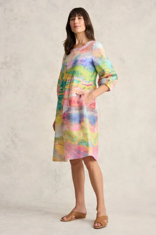 Ruffled Women Dress with Multiple Layers for a Playful and Girly StylePrinted Linen Dress