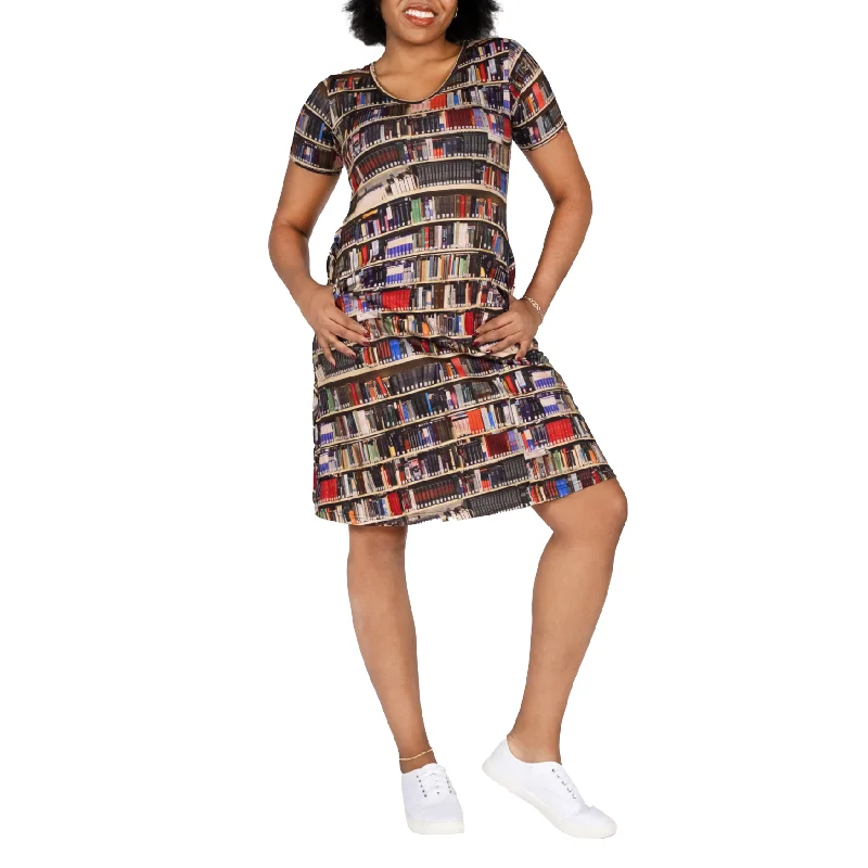 Mini Women Dress with a Short Hem for a Young and Trendy StyleLibrary Shelves A-Line Dress (No Waist Seam)