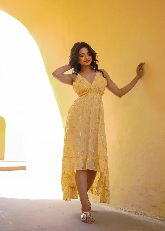 Empire Waist Women Dress to Accentuate the Bust and Conceal the WaistMermaid Dress Yellow