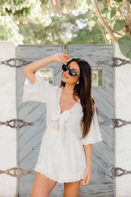 Shift Women Dress with a Simple and Classic Design for Everyday WearWalk In The Park White Gauze Tie Romper FINAL SALE