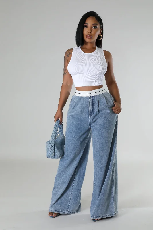 Denim Top with a Floral Print for a Feminine TouchOn Course Pants