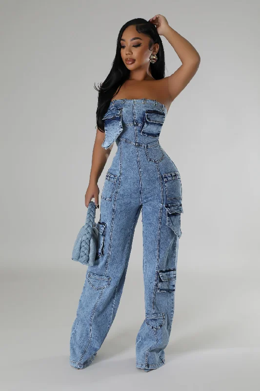 Denim Top with a Floral Print for a Feminine TouchMake My Path Jumpsuit