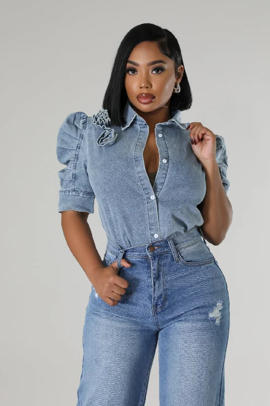 Cropped Denim Top to Pair with High - Waisted BottomsIn Your Head Top