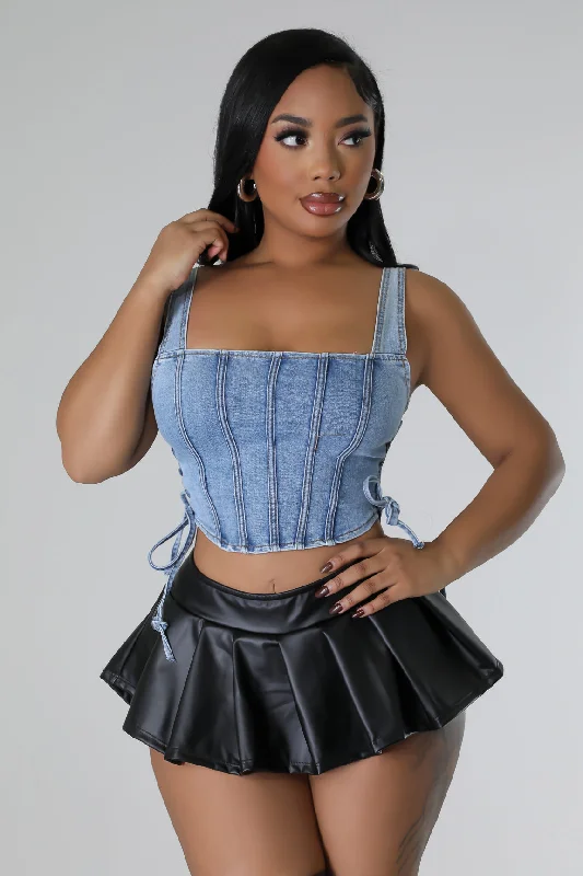 Denim Top with a Peplum Hem for a Flirty and Feminine LookEvermore Elegance Top