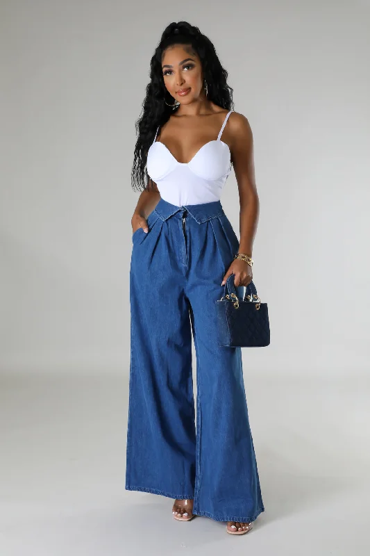 Denim Top with a Metallic Accent for a Shiny LookAmaya Babe Pants