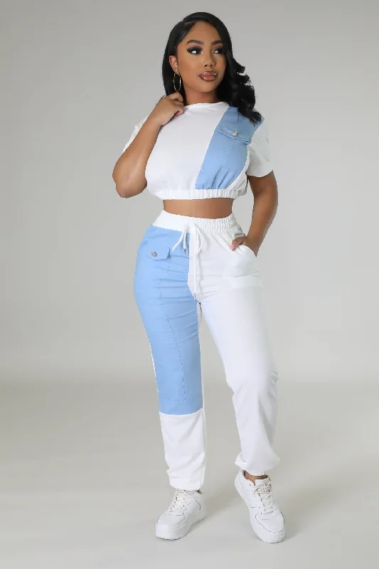 Washed - Out Denim Top for a Vintage AestheticBeatie Pant Set